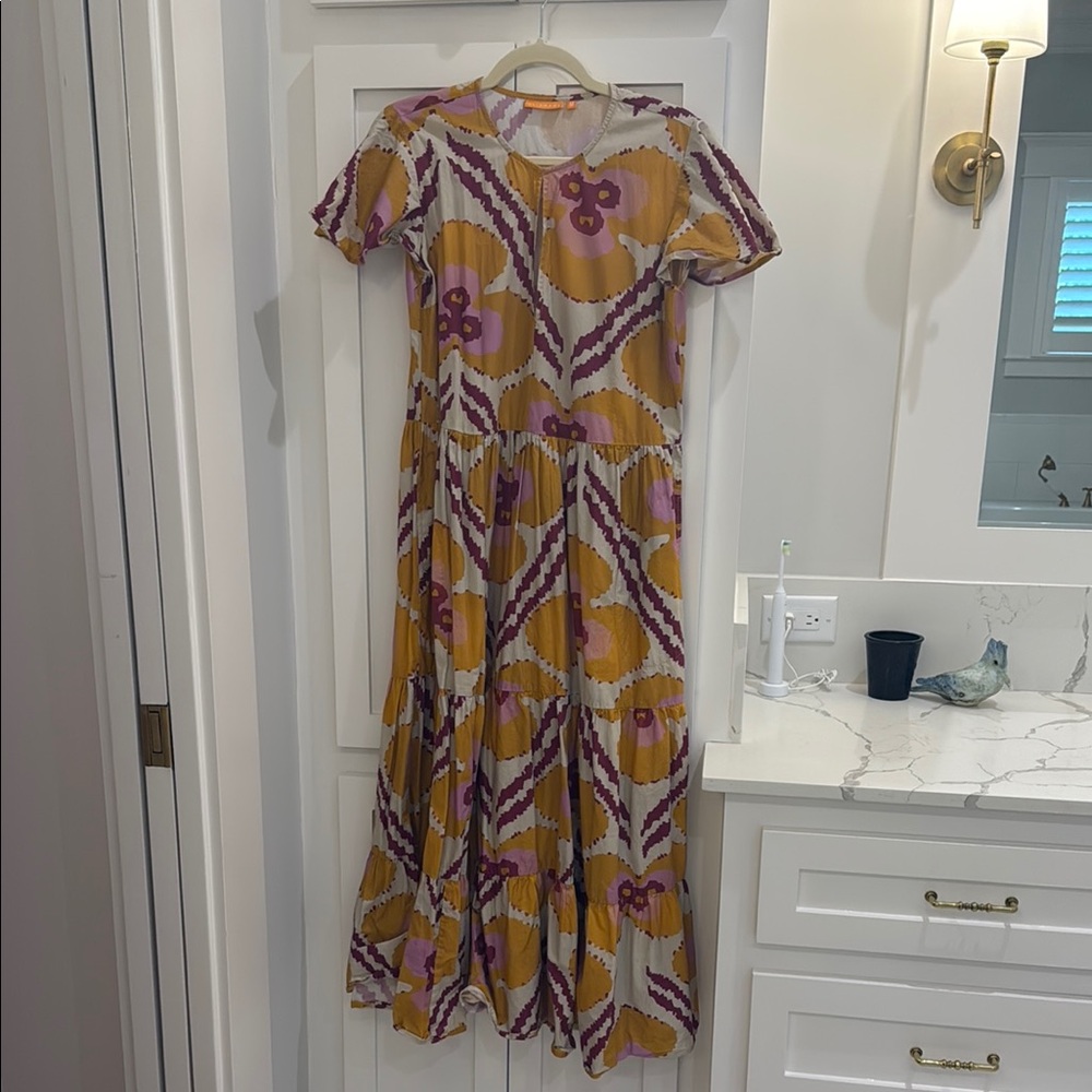 Oliphant Tiered Floral Multicolor V Neck Optional Dress